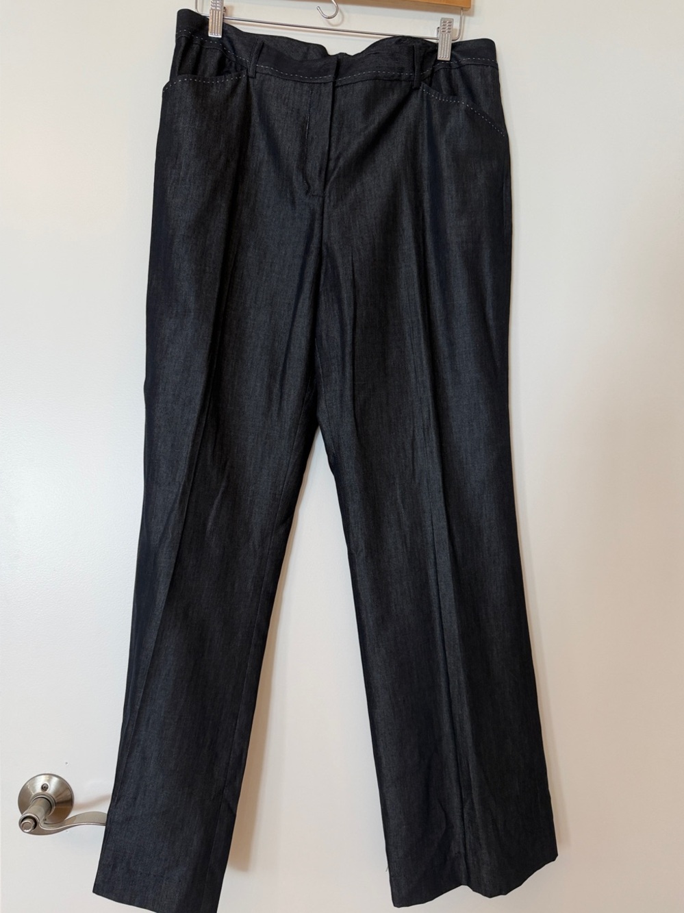 Tahari Black White Contrast Stitch Dress Pants Trousers Workwear Office Size 14